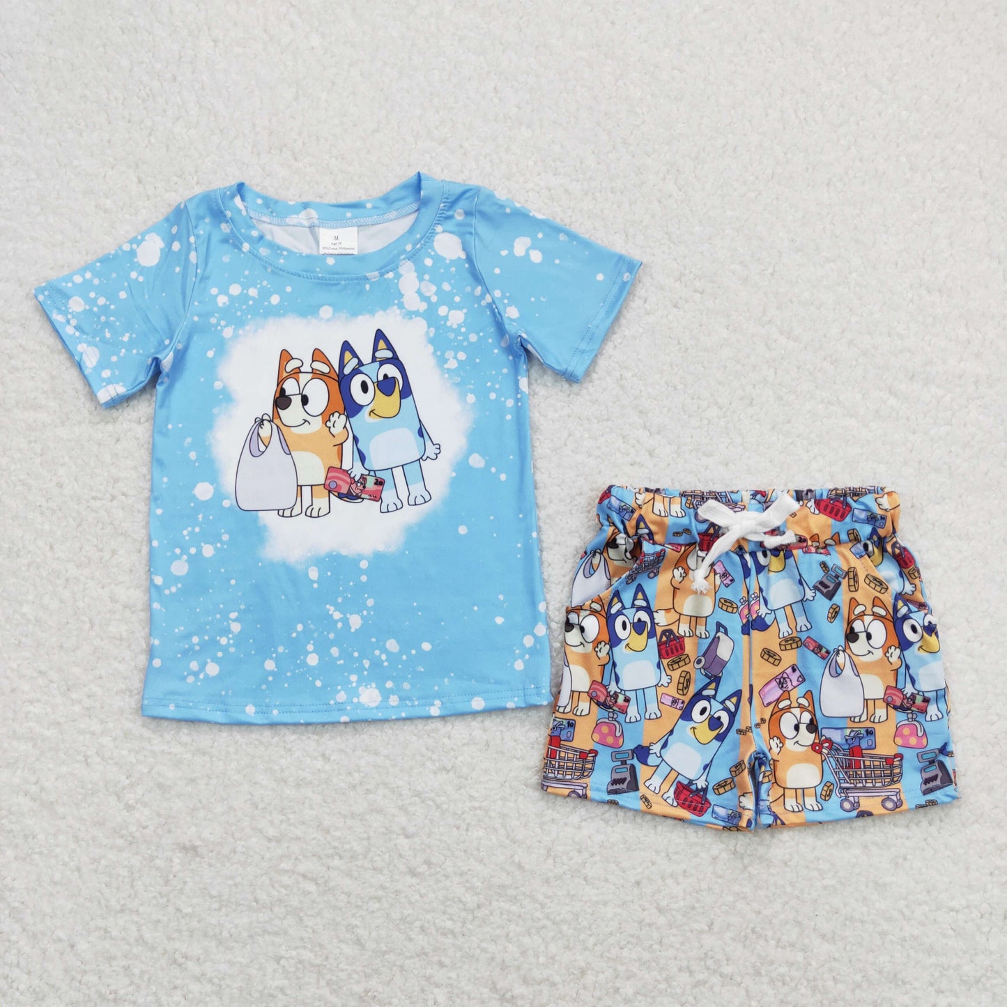 BSSO0599 bluey blue short-sleeved shorts suit（3/6m-7/8t）