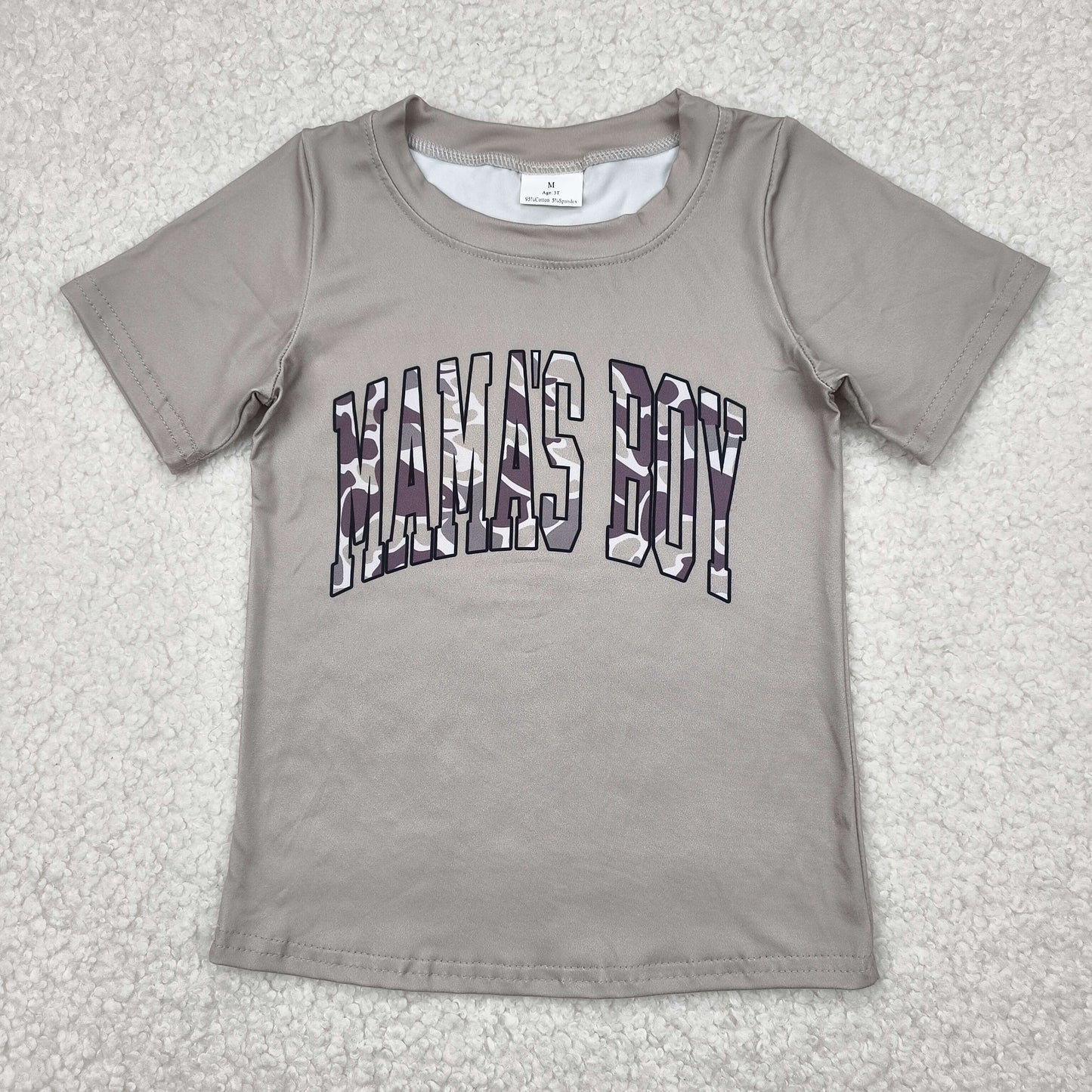RTS NO MOQ BT1186 mama's boy lettered gray-green short-sleeved top