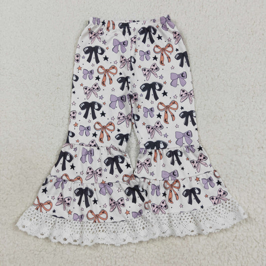 RTS NO MOQ（In Stock) P0783 Halloween Bow Pattern Star Lace Beige Pants