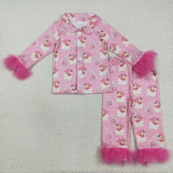 RTS NO MOQ Sibling baby girl clothes Christmas bow Plush long sleeve pants Sets
