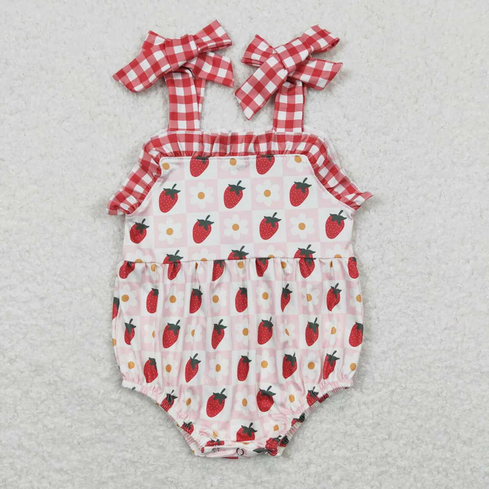 Baby Girls Strawberry Straps Sister Summer Sibling Clothes Sets