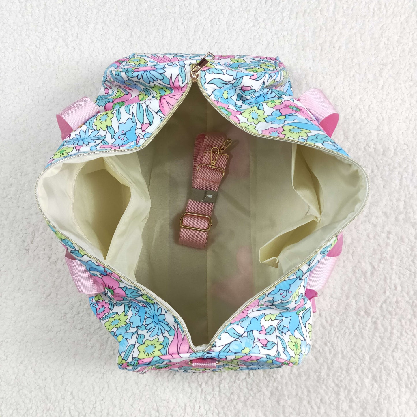 RTS NO MOQ BA0291 Powder blue floral lace gym bag