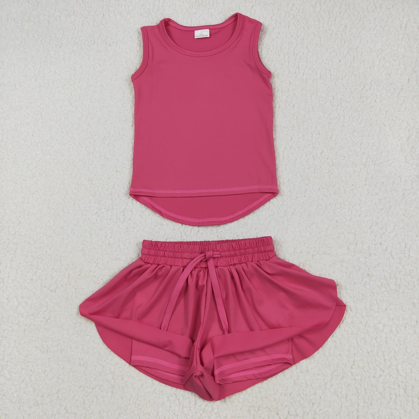 RTS NO MOQ GT0982+SS0545 Pure rose red sleeveless vest yoga top shorts sets