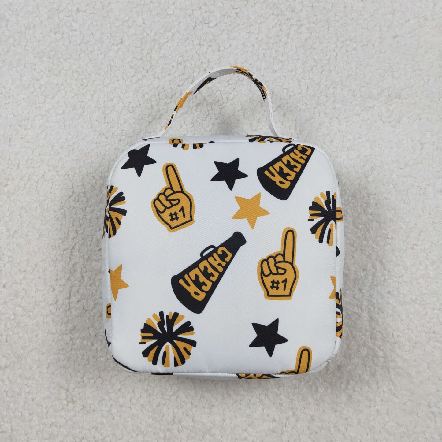 RTS NO MOQ（In Stock) BA0362 Cheer black and gold fireworks star lunchbox bag with white