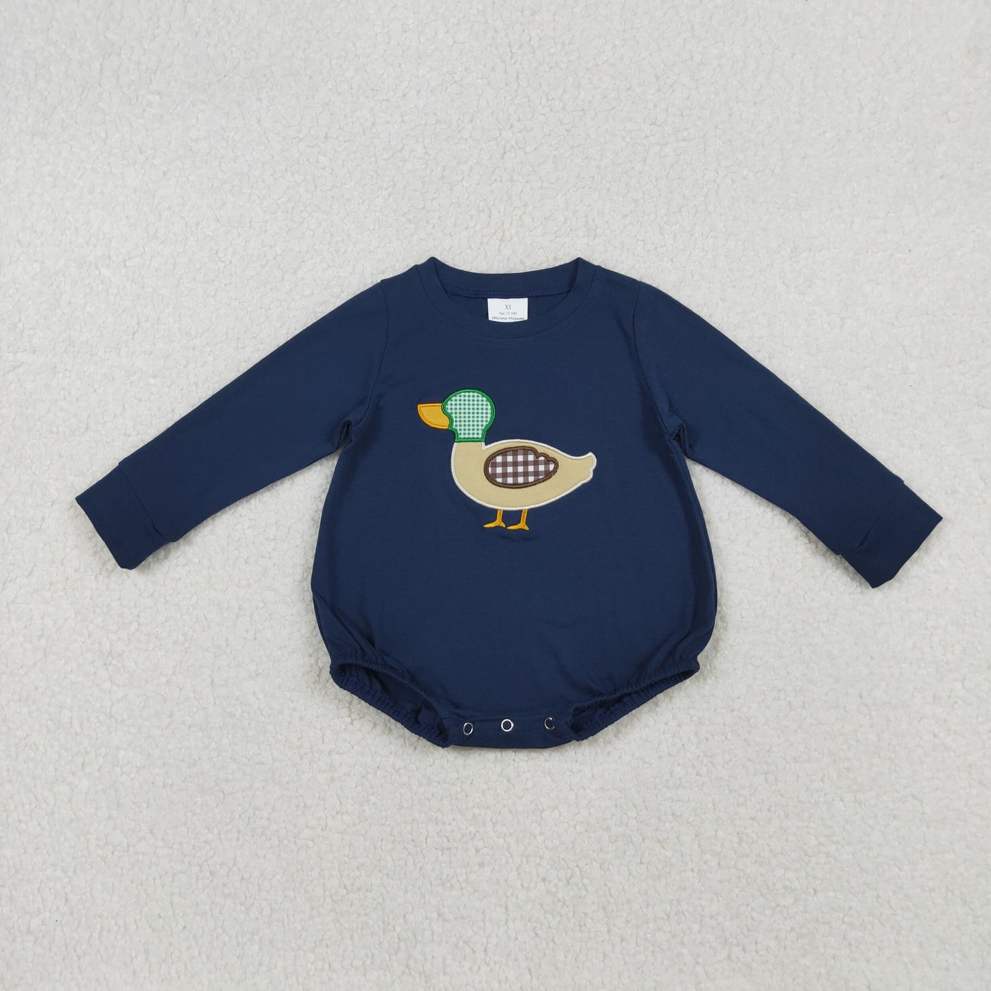 RTS NO MOQ（In Stock) LR2436 Navy blue long-sleeved bodysuit with embroidered duck