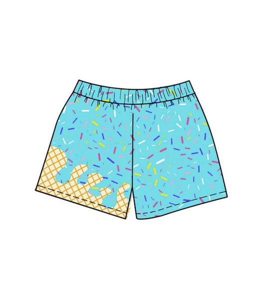 Deadline: May 5 Custom no moq baby girls Summer shorts blue ice cream shorts
