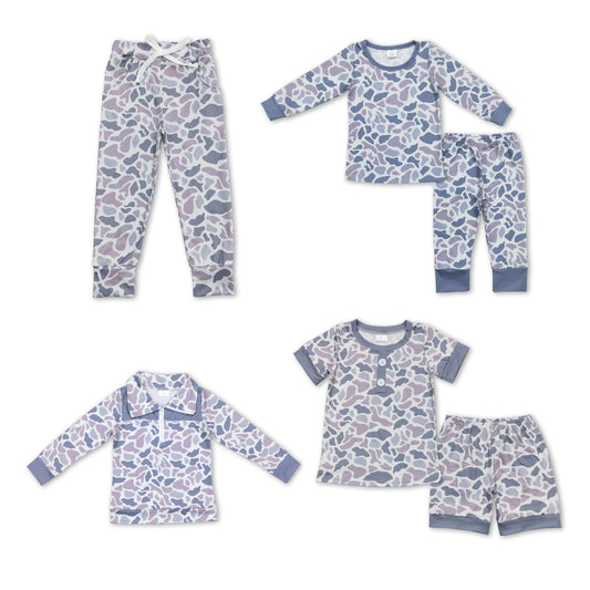 RTS NO MOQ eta 5-7days BSSO0605 Camouflage Grey Short Sleeve Shorts Pajama Set