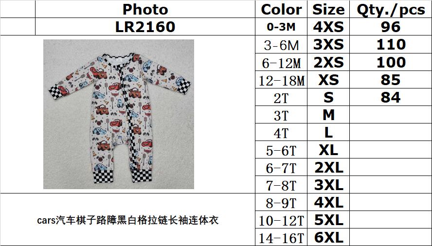 RTS NO MOQ ETA 5/7days arrived LR2160 Cars chess piece roadblock black and white zipper long-sleeved jumpsuit