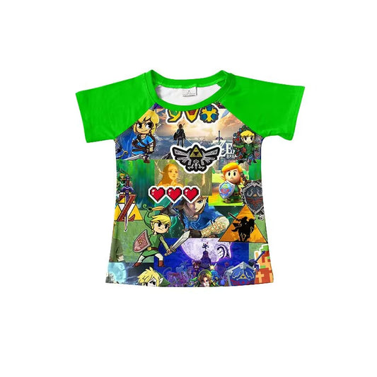 custom moq 5 eta 4-5 weeks baby boys clothes toddler boy cartoon green short sleeve summer top