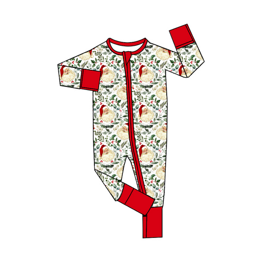 Deadline  August 7 custom no moq  Long Sleeve Santa Zip-Up Romper