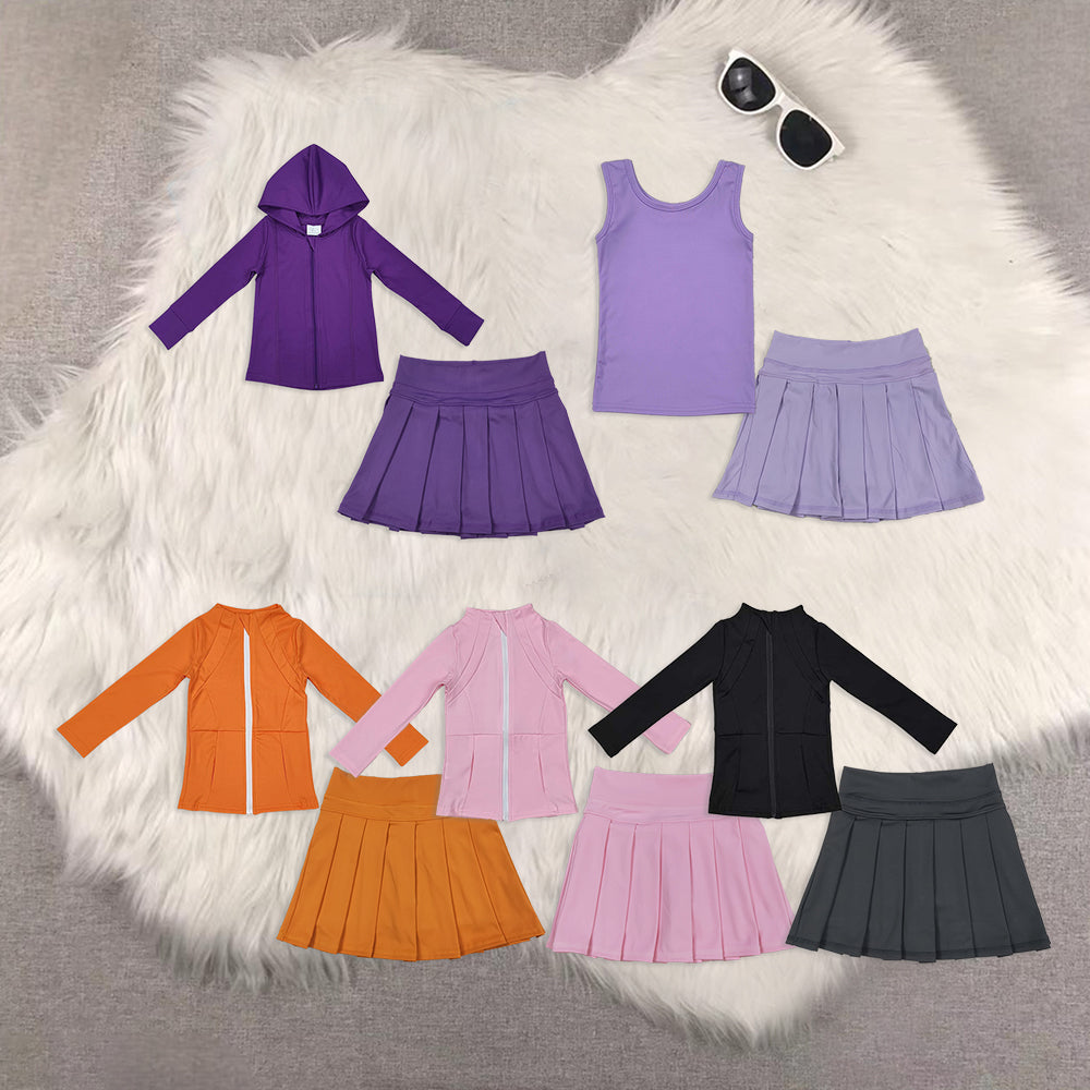 RTS NO MOQ Sibling baby Girls clothes yoga solid color long sleeve Clothes skirts Sets