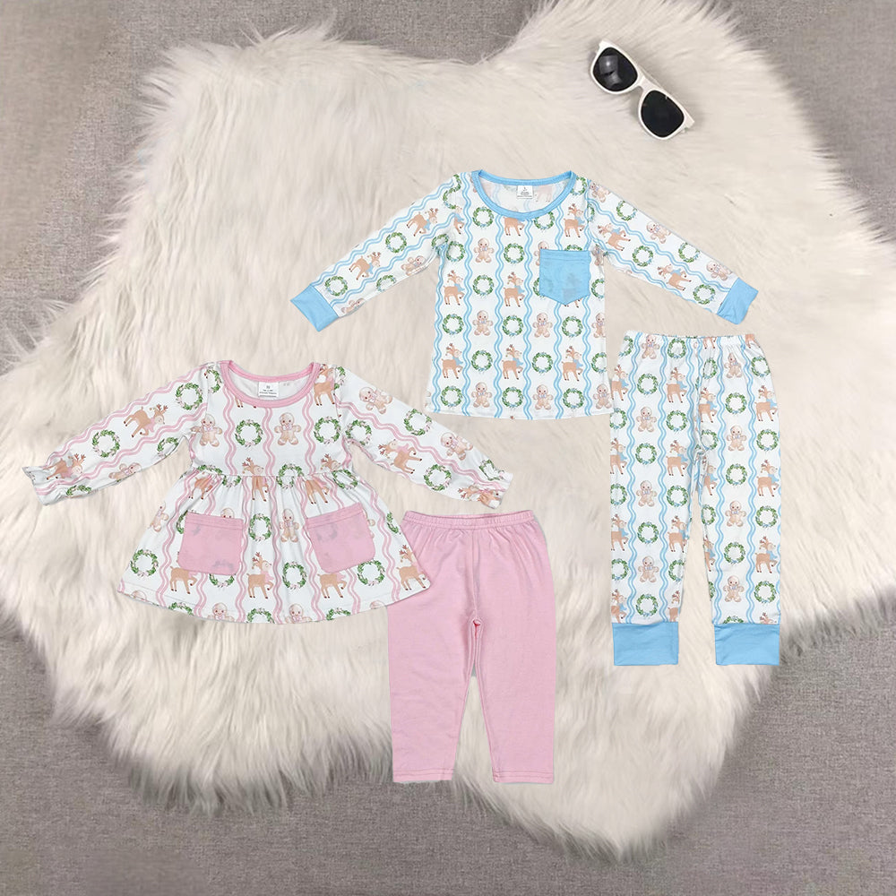 RTS NO MOQ Sibling Baby Girls boys Christmas Long Sleeve Pants Set
