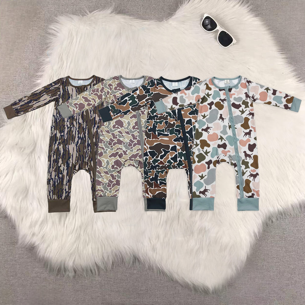 RTS NO MOQ Baby boy clothes modal camouflage long Sleeve Romper Mixed Sizes
