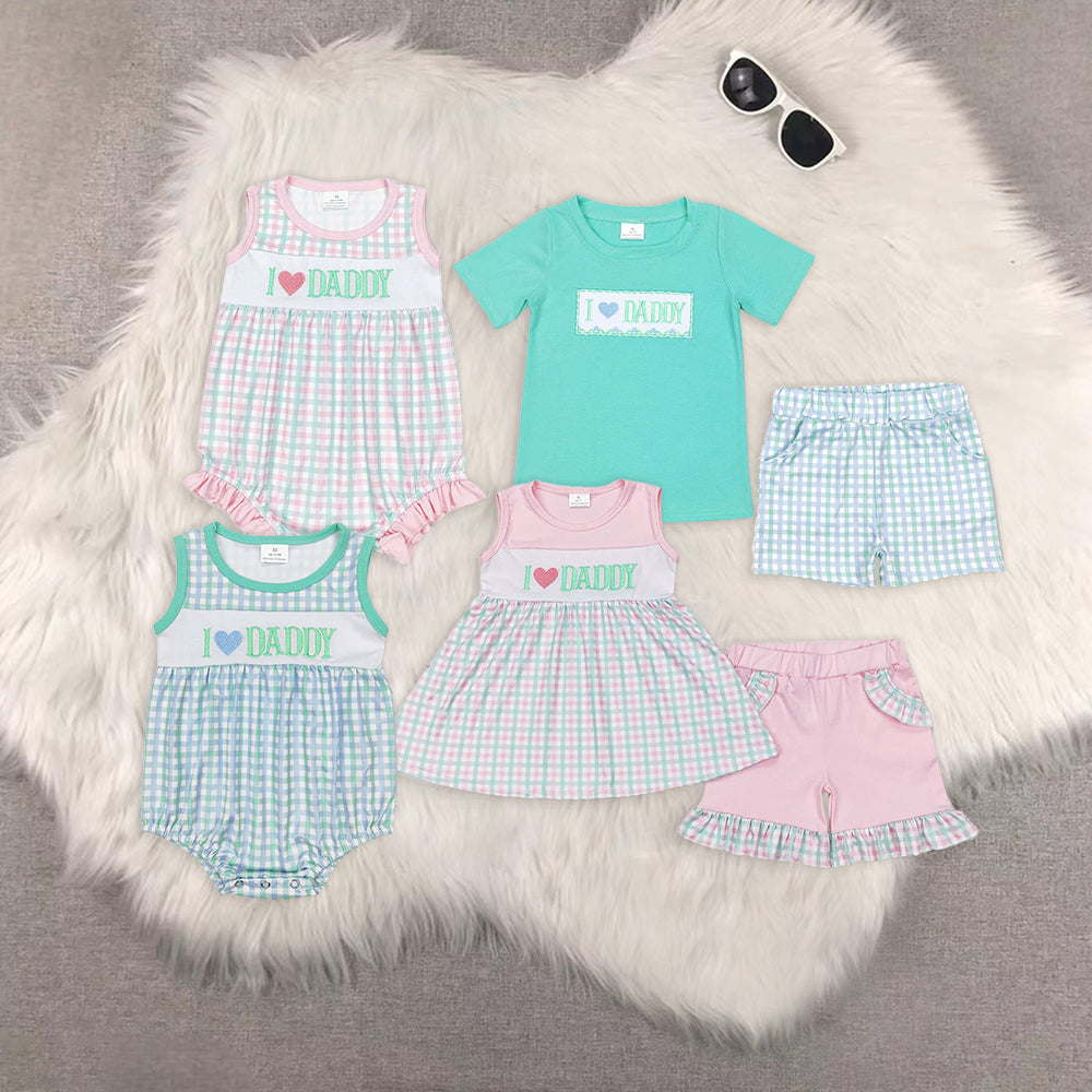 RTS NO MOQ Embroidery short-sleeved shorts suit & short-sleeved sets and romper