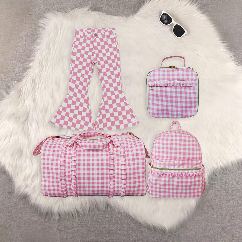 RTS NO MOQ Sibling baby kids clothes team blue kids backpack and jeans