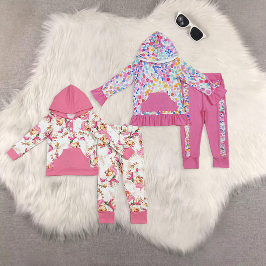 RTS NO MOQ Sibling Baby girl clothes Christmas hooded long-sleeved trousers suits