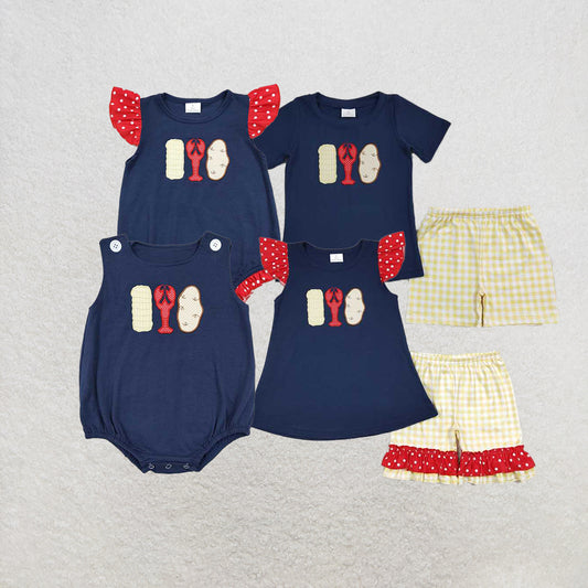 RTS NO MOQ Girls clothes embroidery potatoes short sleeve Clothes Sets romper