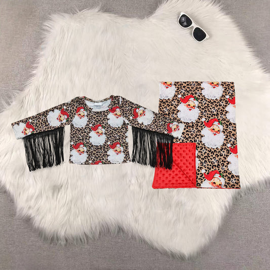 RTS NO MOQ Sibling baby girls long sleeve shirt and blanket