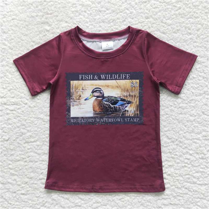 RTS NO MOQ Baby Boys Trucker-Duck Print Short Sleeve Top