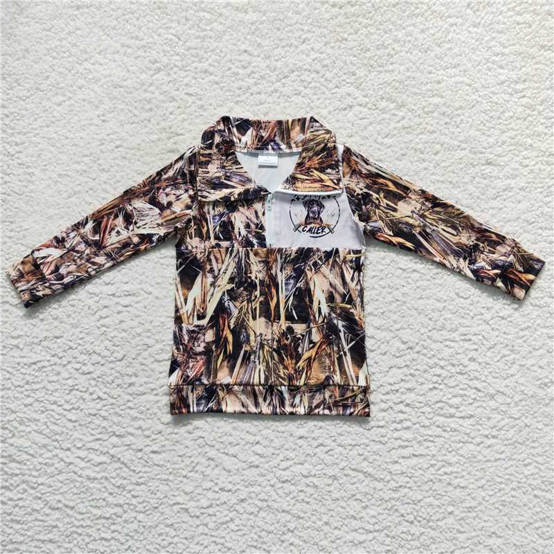 RTS NO MOQ BT0331  BT0333  BT0332 Brown Dead Leaves Zippered Long Sleeve Jacket