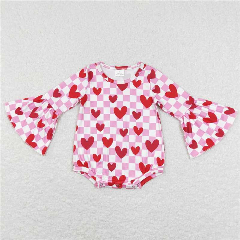 RTS NO MOQ Baby Boys Valentine Long Sleeve Cropped Romper Mixed Sizes