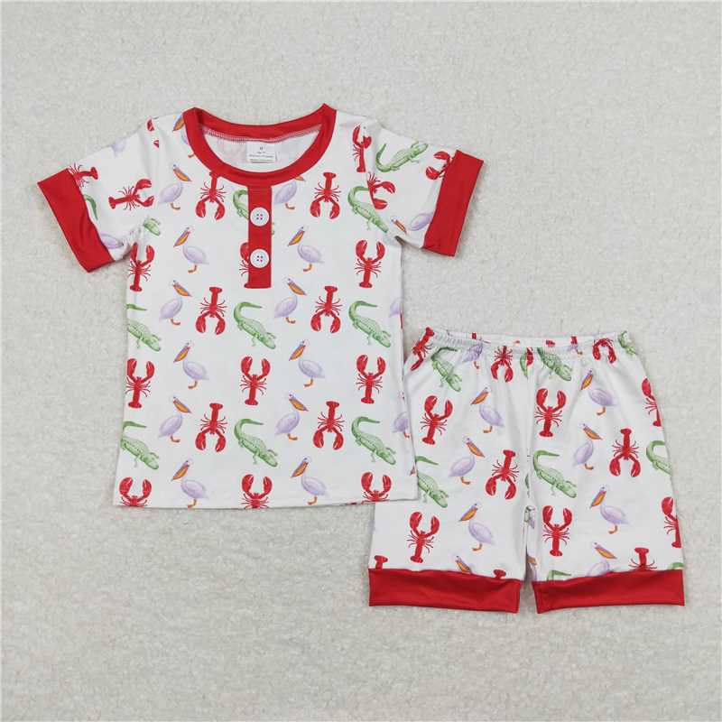 RTS NO MOQ Baby boy clothes crayfish Short Sleeve shorts Suit