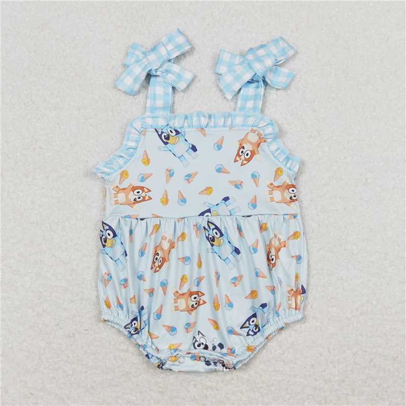 GSD1202   GSD0866   SR1113    GSSO0683    bluey ice cream blue flying sleeve dress outfits and romper match boys and girls