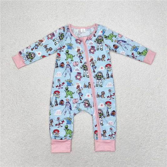 BAMBOO RTS no moq ）LR0987 Modal Toy Story blue and pink zipper long sleeves