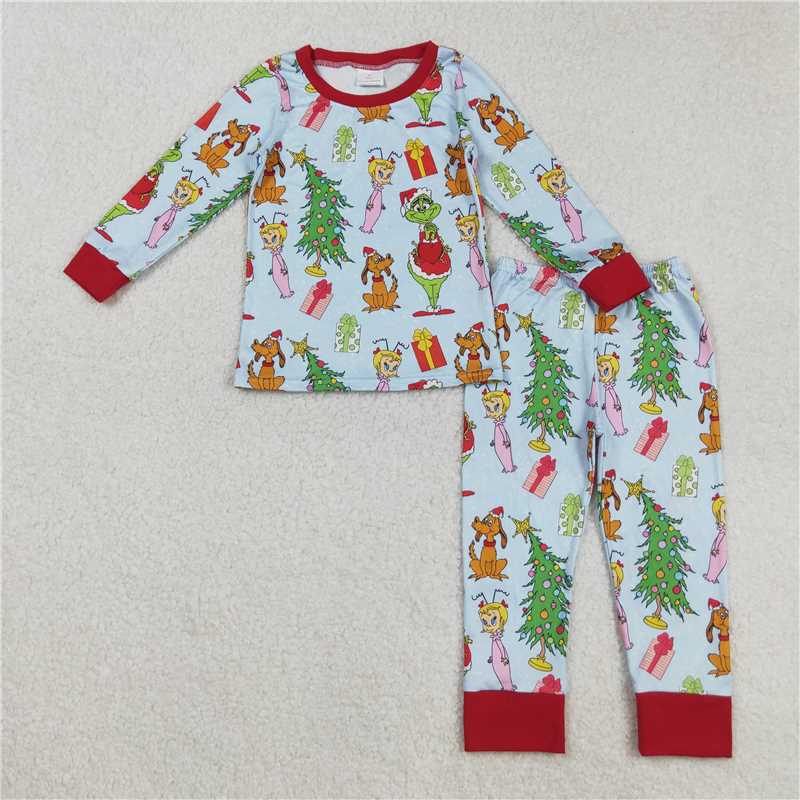 RTS NO MOQ Sibling Baby boy clothes Christmas cartoon long-sleeved trousers suits