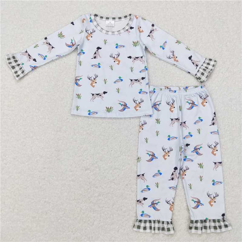 RTS NO MOQ GLP0974  BLP0410  Duck-Elk-Puppy Light Grey Long Sleeve Suit