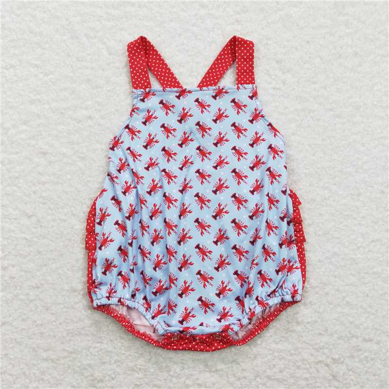 RTS NO MOQ Baby boy clothes crayfish stuff and eater. Shorts Sleeve Romper Mixed Sizes