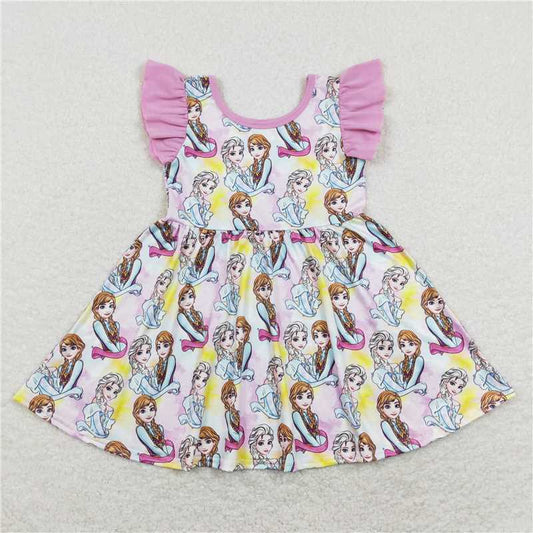 rts GSD0762 Frozen Princess Rose Pink Flying Sleeve Dress