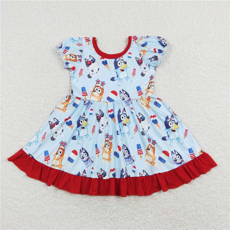 RTS NO MOQ Baby Girl Clothes Valentine Short-sleeved dress