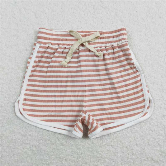 SS0211  ready to ship Pink and orange striped shorts