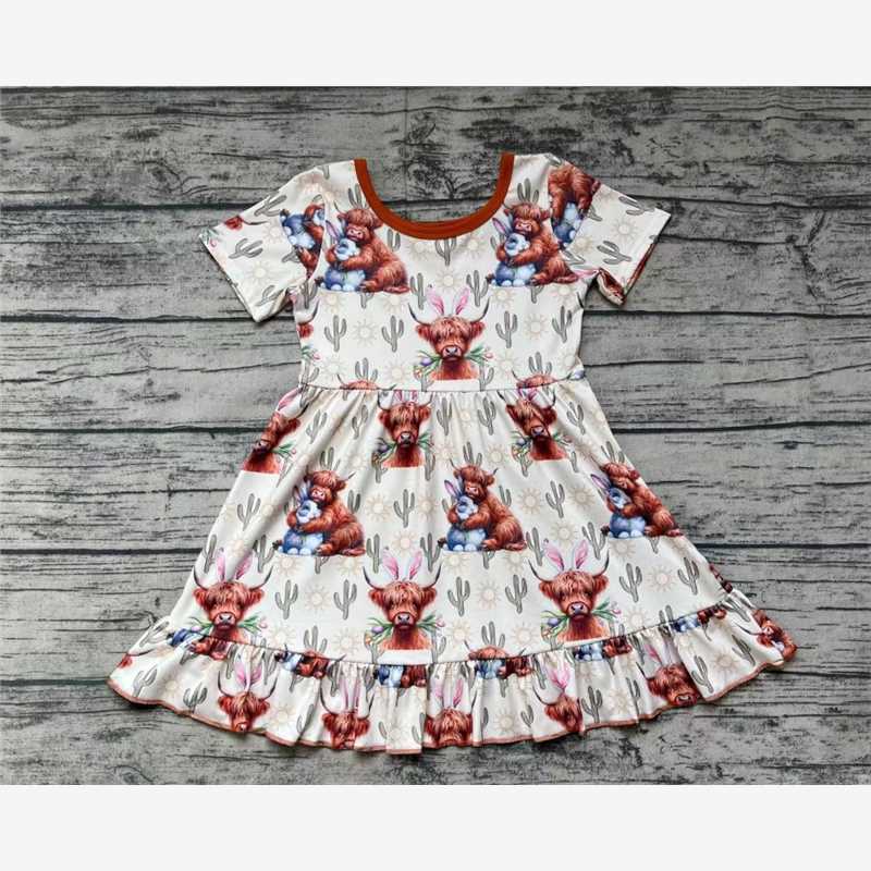 rts 	 GSD0778 Alpine Bull Rabbit Ears Cactus Short Sleeve Dress