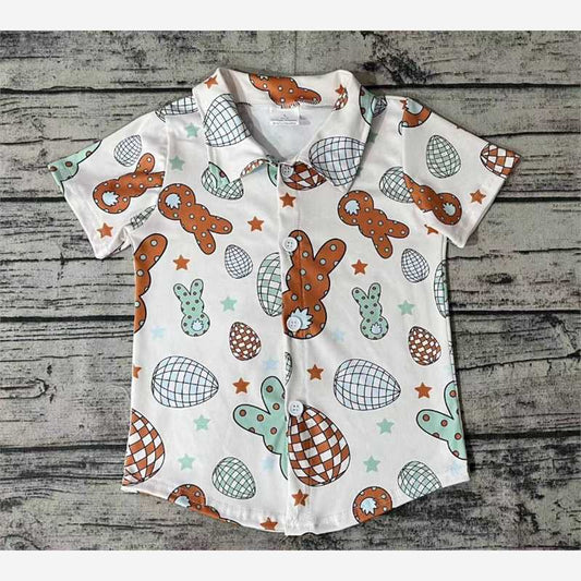 rts stock	 BT0529 Colorful Bunny Button Short Sleeve Top