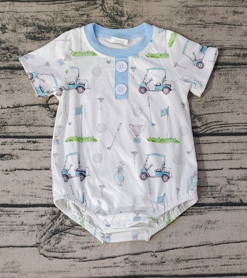 rts no moq SR1070 Golf Blue and White Short Sleeve Bodysuit