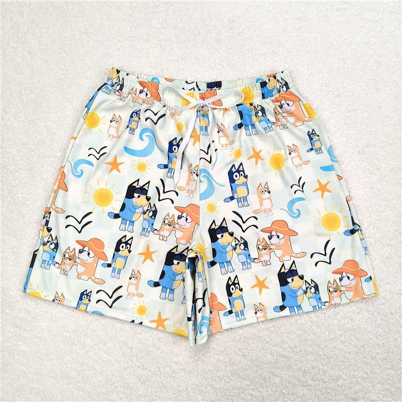 S0362  bluey sun light yellow swimming trunks Sibling Sister Clothes swim