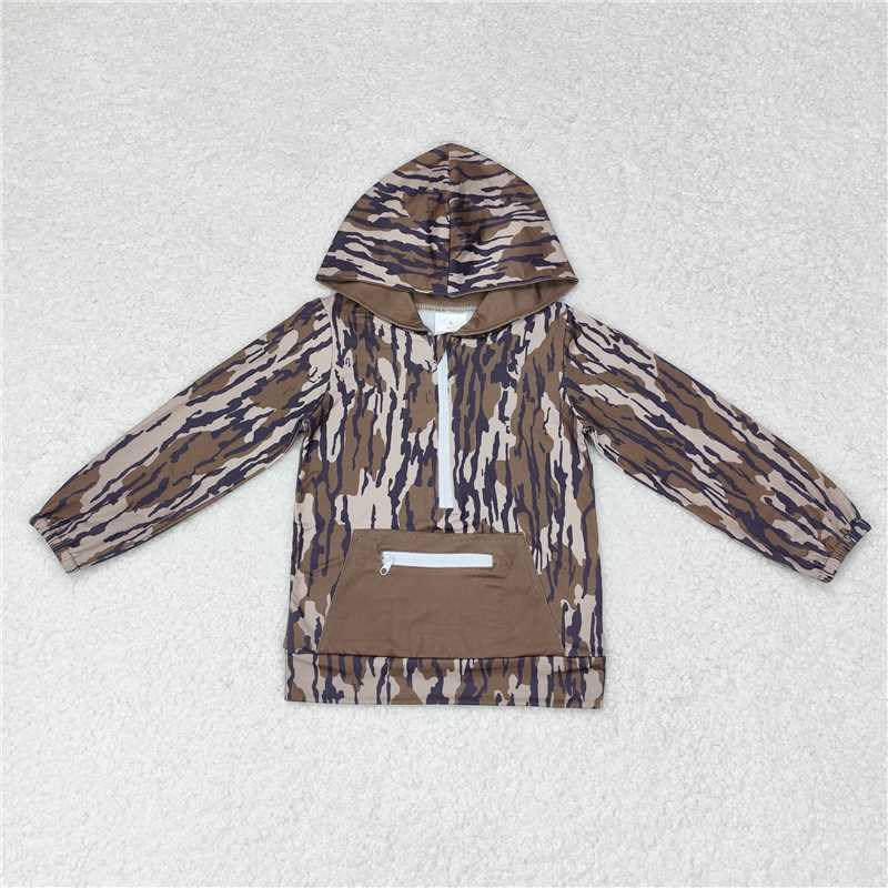 RTS NO MOQ Camouflage zipper hooded pocket long sleeve pullover jacket