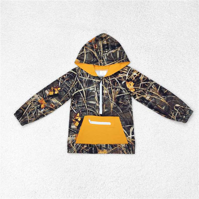 RTS NO MOQ Camouflage zipper hooded pocket long sleeve pullover jacket