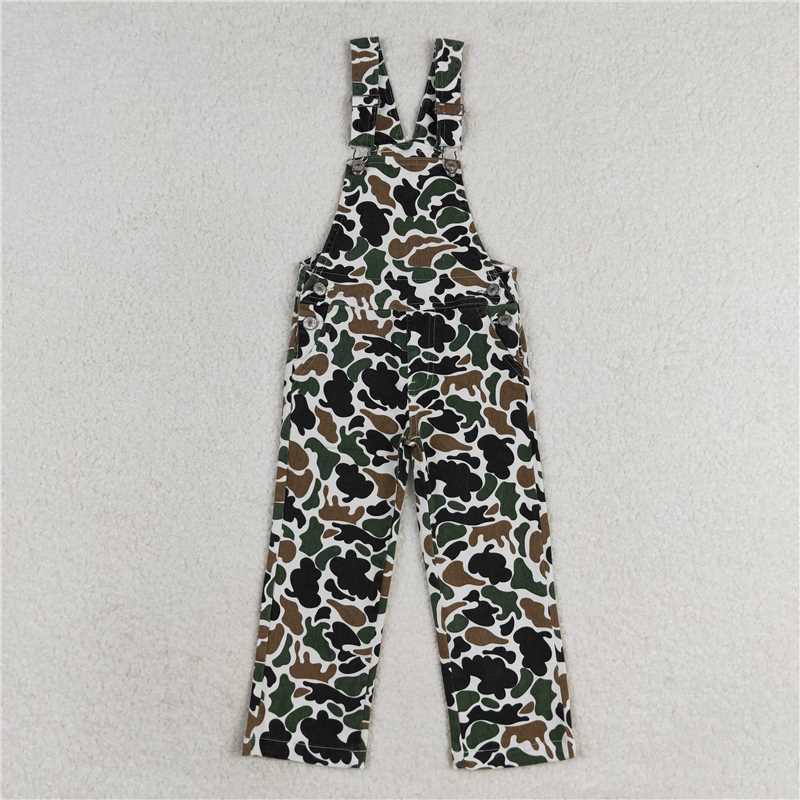 RTS NO MOQ denim  Kids Fall Hunting Camo Denim Strap jumpsuits Overall