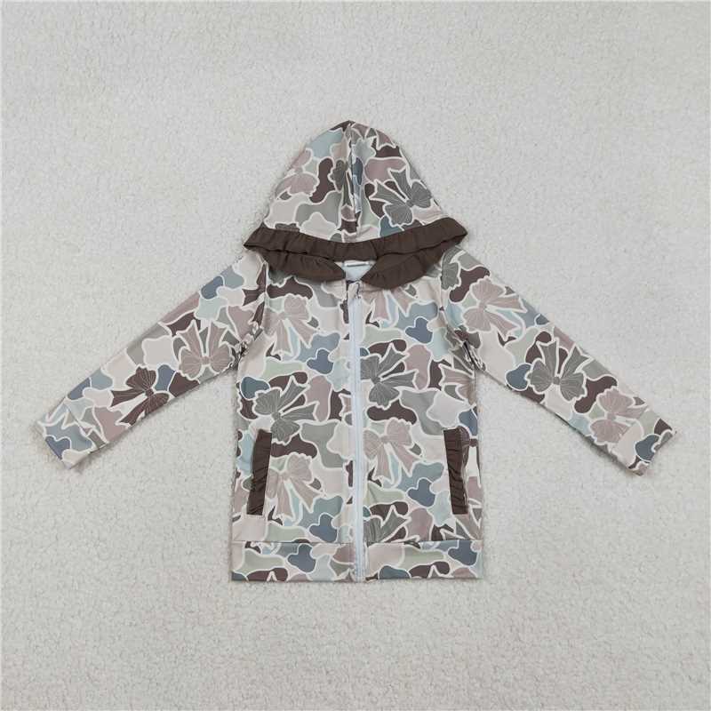 12/18m-7/8t RTS NO MOQ Sibling baby girl boy clothes and Adult clothes camouflage bow  hooded long sleeve tops and adult tops