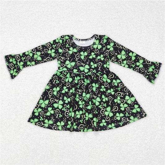 RTS NO MOQ SALES G6-6-6.. Shamrock black long-sleeved dress