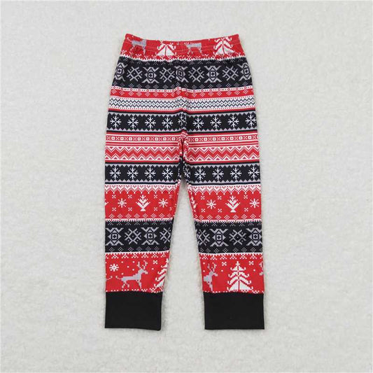 P0342 Snowflake Reindeer Red and Black Pants Suit