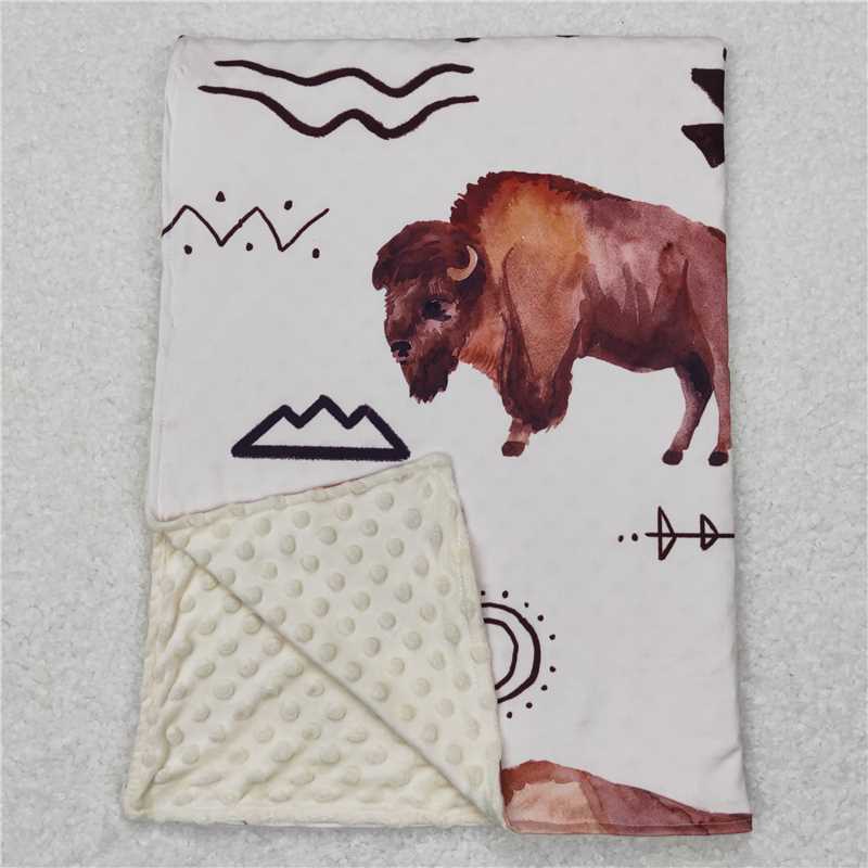 BL0068 Bull Arrow Sun Beige Baby Blanket