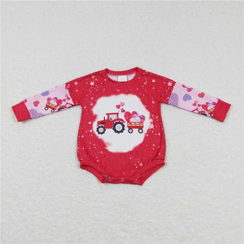 RTS NO MOQ Baby Boys Valentine Long Sleeve Cropped Romper Mixed Sizes