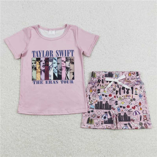 RTS GSSO0646Taylor Swift pink short-sleeved shorts suit