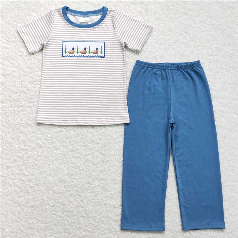 RTS NO MOQ Boys duck feather short-sleeved shirt pants clothing set-long-sleeved suit-crawling clothes mixed sizes