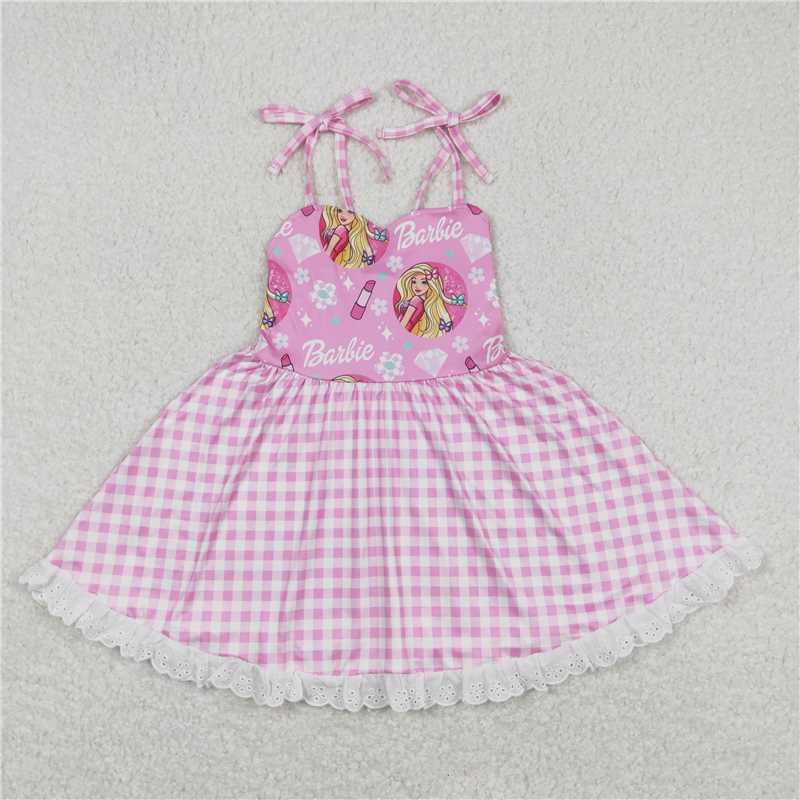 RTS NO MOQ Baby Girl Clothes Barbie Short-sleeved dress