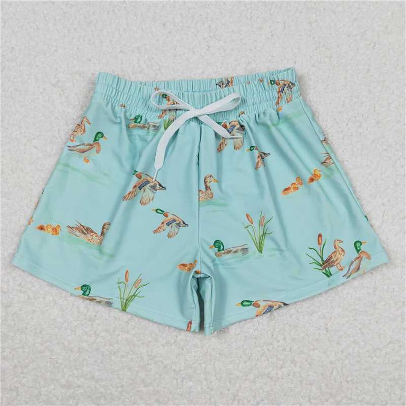 S0428 Adult male duck light green swimming trunks with kids shorts swim